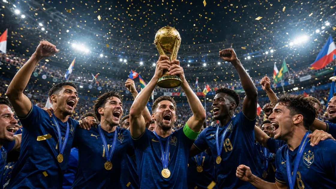 Colorful international football celebration poster concept